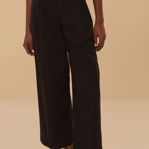 NWT  32 Black Twill Belted Wide Pants - Picture 4 of 4
